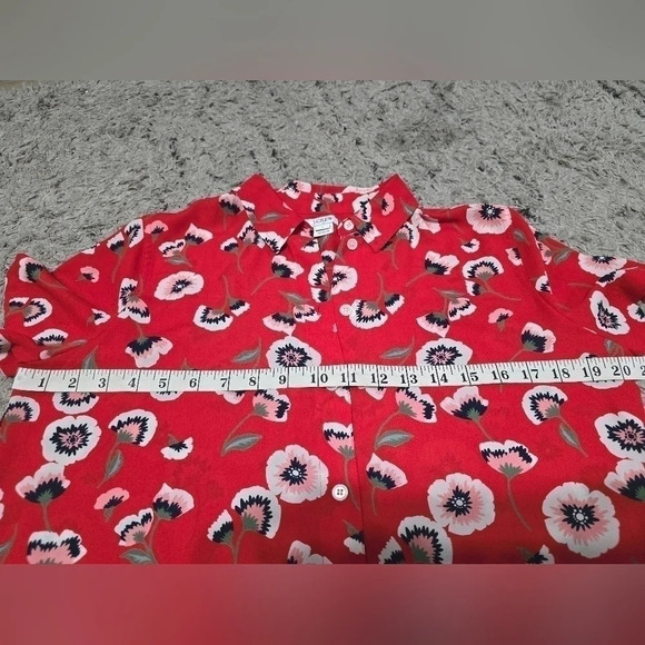 J. CREW Red Floral Button Blouse, S - Picture 7 of 12